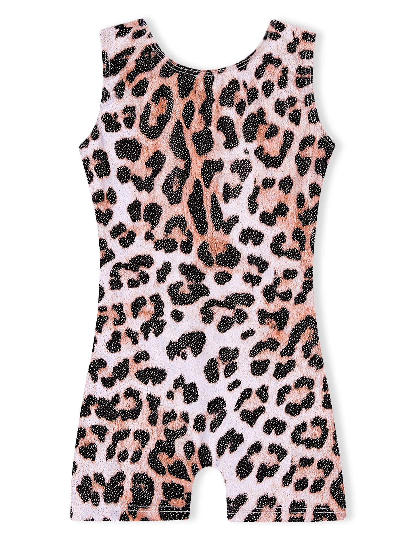 Domusgo Leotard for Girls Gymnastics Size 4t 5t Sparkly Brown Leopard Dance Biketard with Shorts