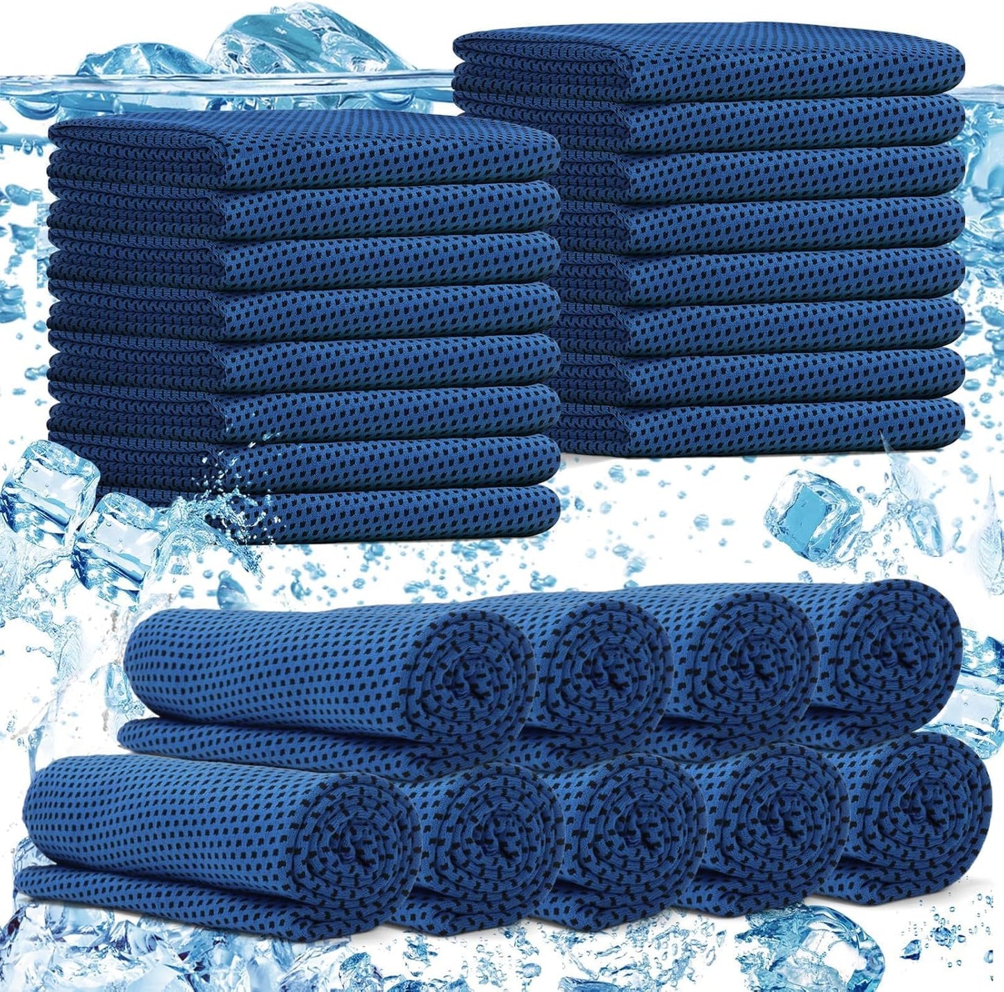24 Pack Cooling Towels Bulk for Neck and Face 40"x12" Ice Cooling Sweat Rags Microfiber Soft Breathable Soft Chilly Towel for Yoga Golf Sport Running
