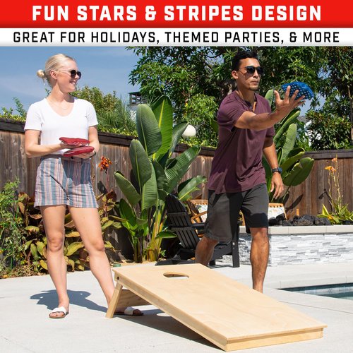 GoSports Dual Sided Cornhole Bean Bags - Slide and Stop Regulation Tournament Bean Bags, Set of 8