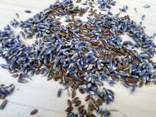 Sacksy Thyme Organic Linen Eye Pillow - Lavender & Flaxseed for Relaxation, Yoga, Stress Relief - Microwavable Heating Pad & Cool Compress - Made in USA - Gifts for Meditation - (Lavender)