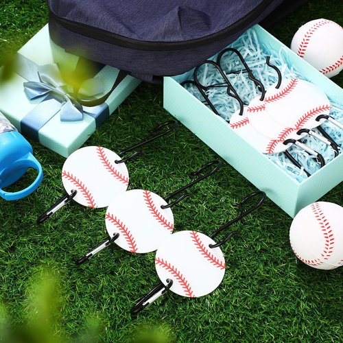 CroBlissful 12 Pcs Bag Hook for Fence, Sports Fence Hook, Bag Clip for Fence, Metal Backpack Hooks with Acrylic Board, Fence Hooks for Bat Bag Water Bottle Lover Player Gifts (Baseball)