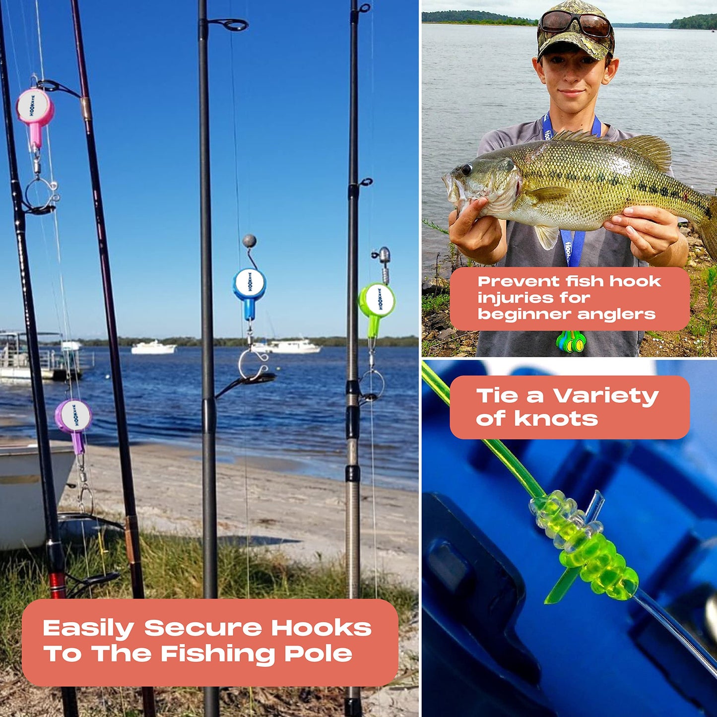 HOOK-EZE New All in One Nail Knot Tying Tool | Pack of 2 | Protect from Fish Hooks | Tie Fishing Knots Easily | Cool Gadgets | Ice & Fly Fishing Gifts & Accessories for Beginner Anglers - Blue