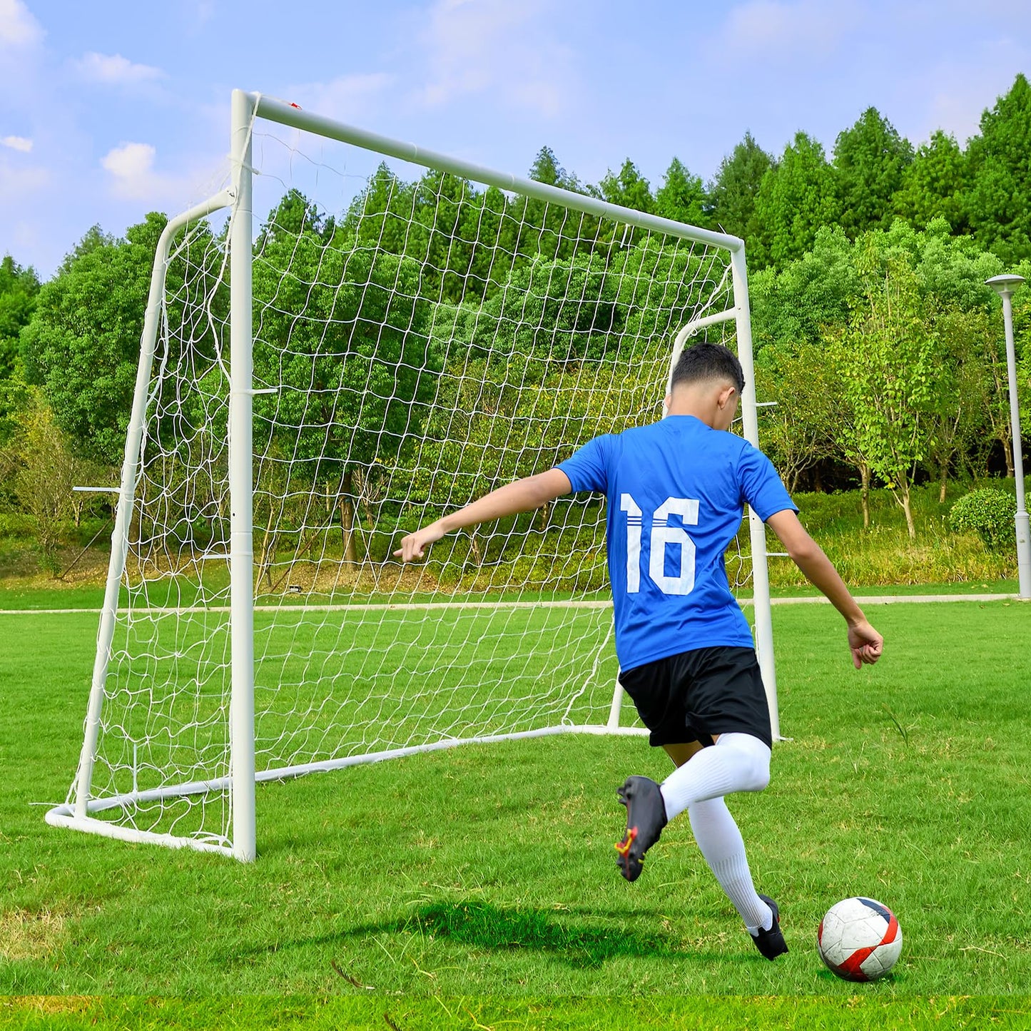 Soccer Goal 12×6, 8×6 and 6×4 FT Soccer Goals for Backyard, 2"Diameter Steel Soccer Goals for Kids and Adults Large soccer goal Powder Coated Galvanized Steel Post With Soccer Target Net for Training