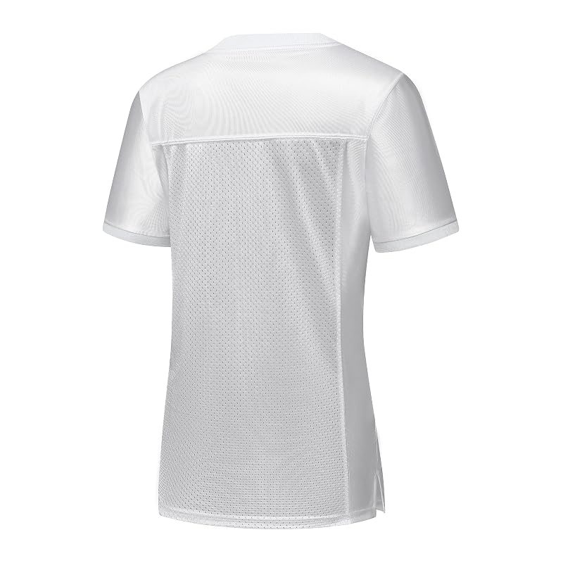 Blank Women Football Jersey Mesh Athletic Shirt - White, Large (Variation: White+Large)