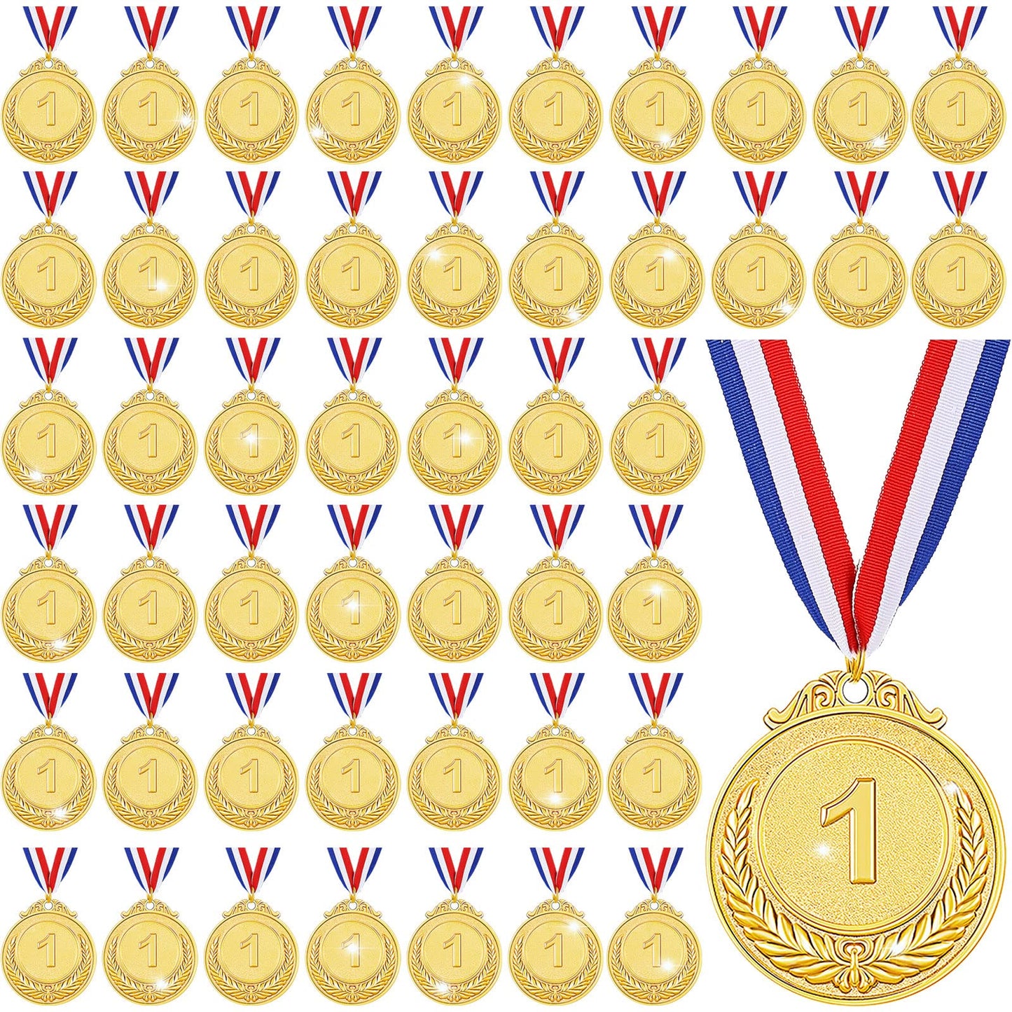 Yinkin 24 Pieces 24/36/48 Pack Gold Award Medals, Kids 1st Place Medals
