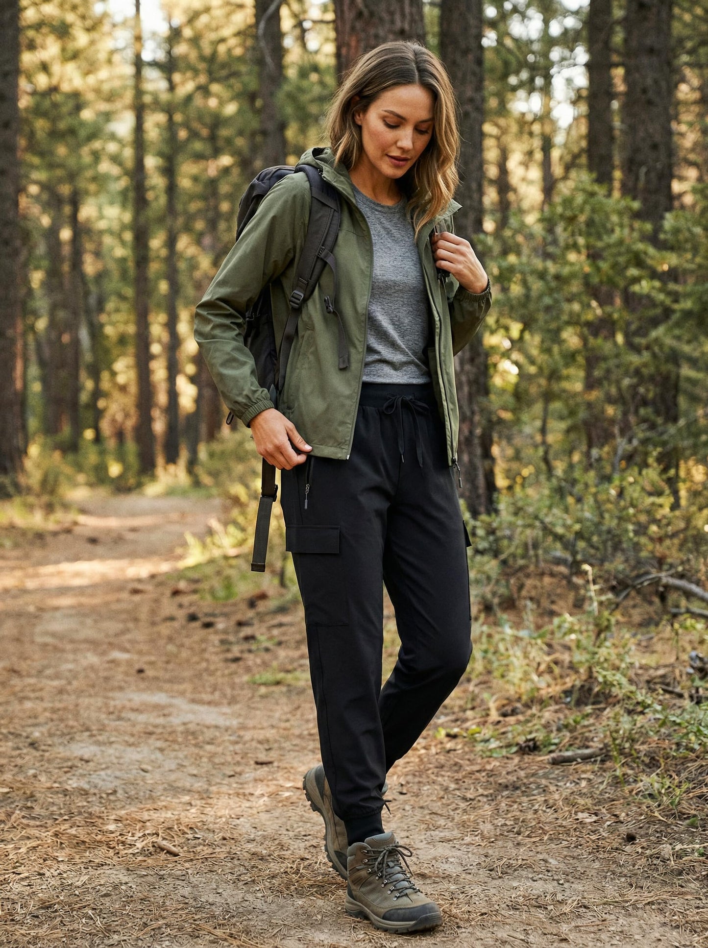 Libin Women's Cargo Joggers Lightweight Quick Dry Hiking Pants Athletic Lounge Casual Travel Petite, Black XS