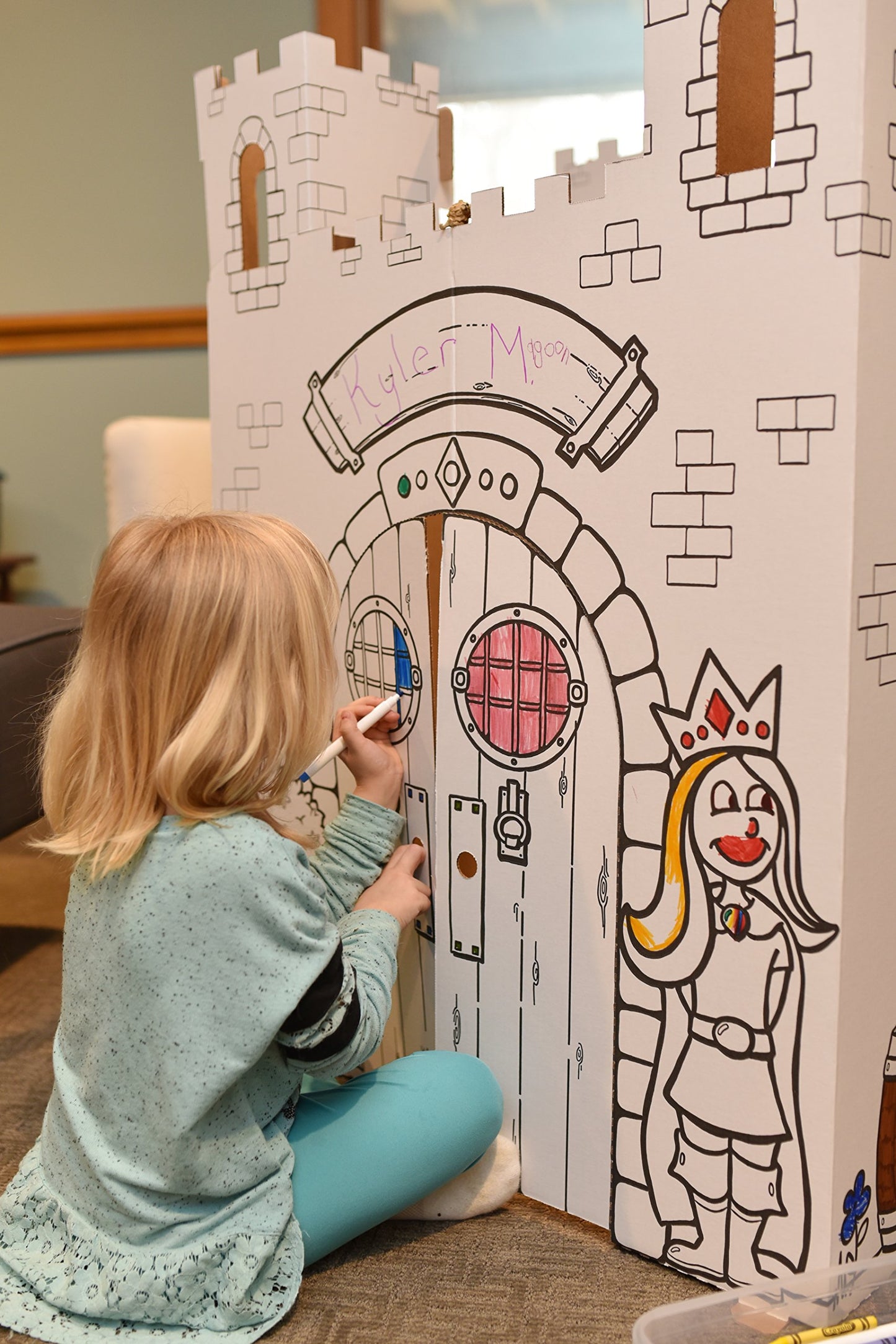 Easy Playhouse Cardboard Fairy Tale Castle - Kids Color & Draw Fort