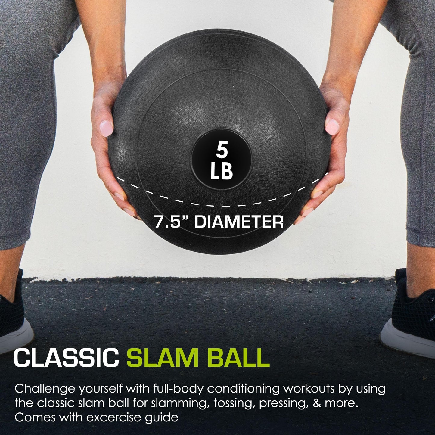 ProsourceFit Slam Medicine Ball, Classic Dead Weight Balls for Strength and Conditioning Exercises, Cardio and Core Workouts, 5lb, Black