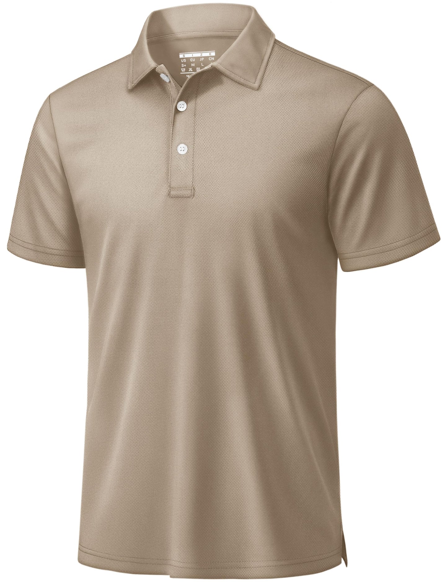 TACVASEN Mens Golf Shirt Dry Fit Mens Polo Shirts Short Sleeve Performance Golf Polos for Men with Collar Work Shirts Khaki, 3XL