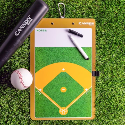 Cannon Sports Dry Erase Coaches Board with Marker - Double-Sided Dry Erase Coaching Board for Baseball, Basketball, Football, Soccer, and Hockey - Perfect for Practices and Games (Baseball)