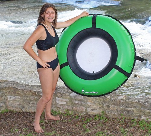 Pack of Two Bradley Heavy Duty Tubes for Floating The River; Whitewater Water Tube; Rubber Inner Tube with Cover for River Floating; Linking Tandem River Tubes; River raft Tube Green