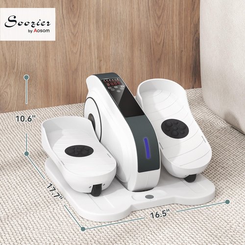 Soozier Under Desk Elliptical Machine, Electric Ellipse Leg Exerciser While Sitting for Seniors with Manual & Auto Mode, Massage Pedal, Remote Control and 10 Adjustable Speeds, Quiet and Portable