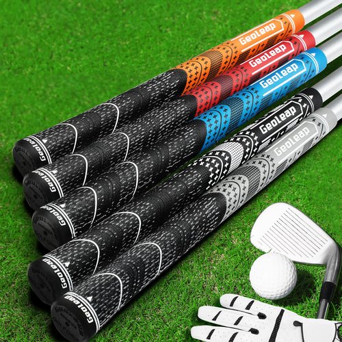 Geoleap Golf Grips Set of 13- Grips with Tapes and Grips with All Repair Kits for Choice,Hybrid Golf Club Grips,Standard/Midsize,All Weather Contral, High Feedback & Traction. (Standard, Red-Classic( 13 grips only with 15 tapes))