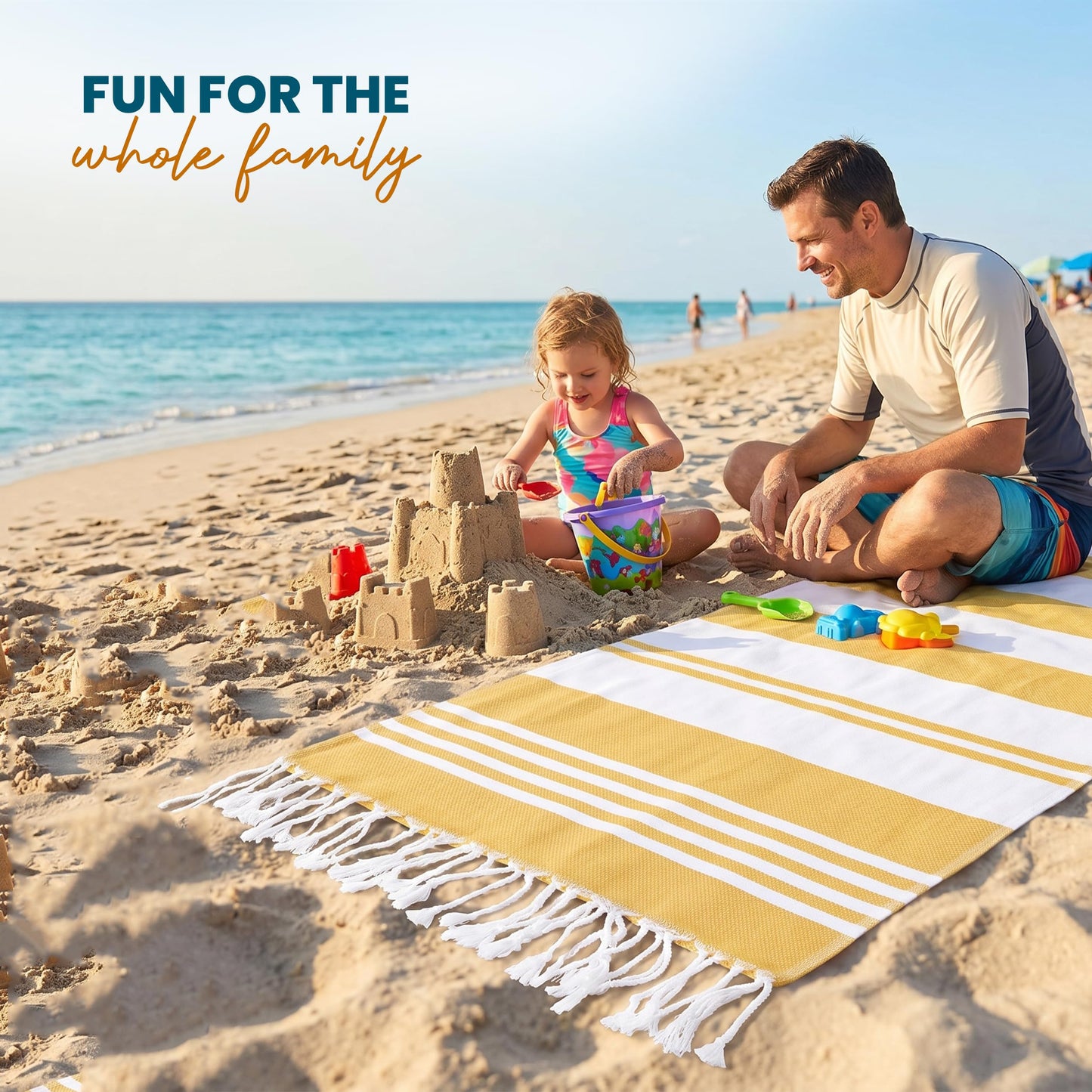 Utopia Towels - 4 Pack Turkish Beach Towel (40 x 72 Inches) - 100% Cotton Big Beach Towels Oversized - No Sand, Lightweight & Quick Dry - Prewashed for Soft Feel (Buff)