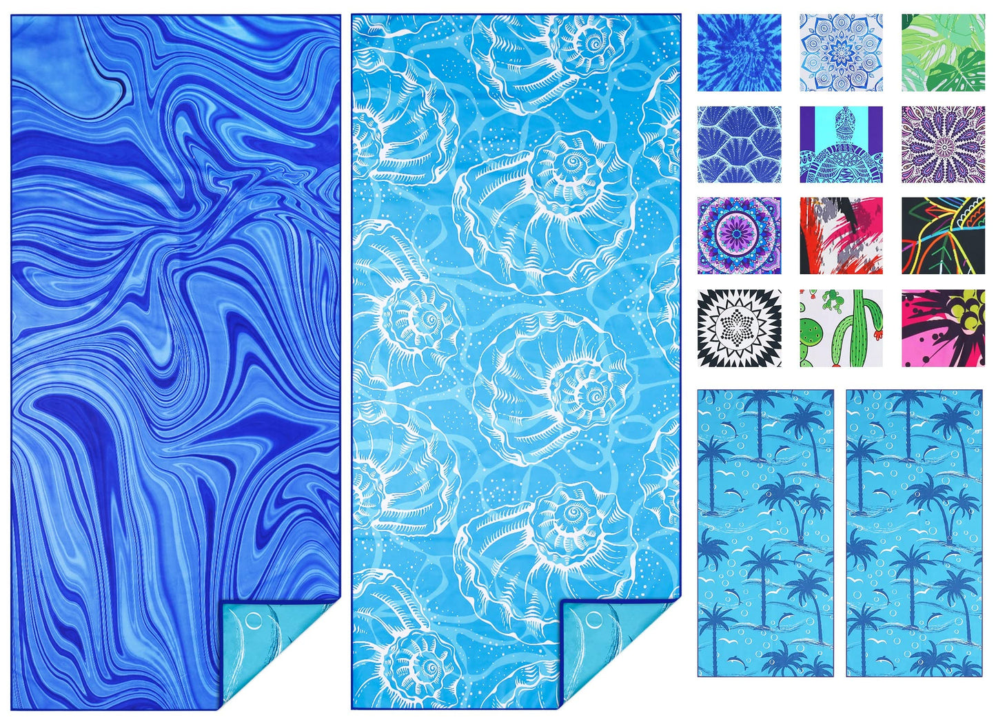 TwoYek 2 Pack Microfiber Thin Beach Towel Lightweight 71x32 Oversized Extra Large Sand Free Towels Quick Dry for Travel Pool Yoga Gym Sports Beach Accessories Vacation Essential Gift