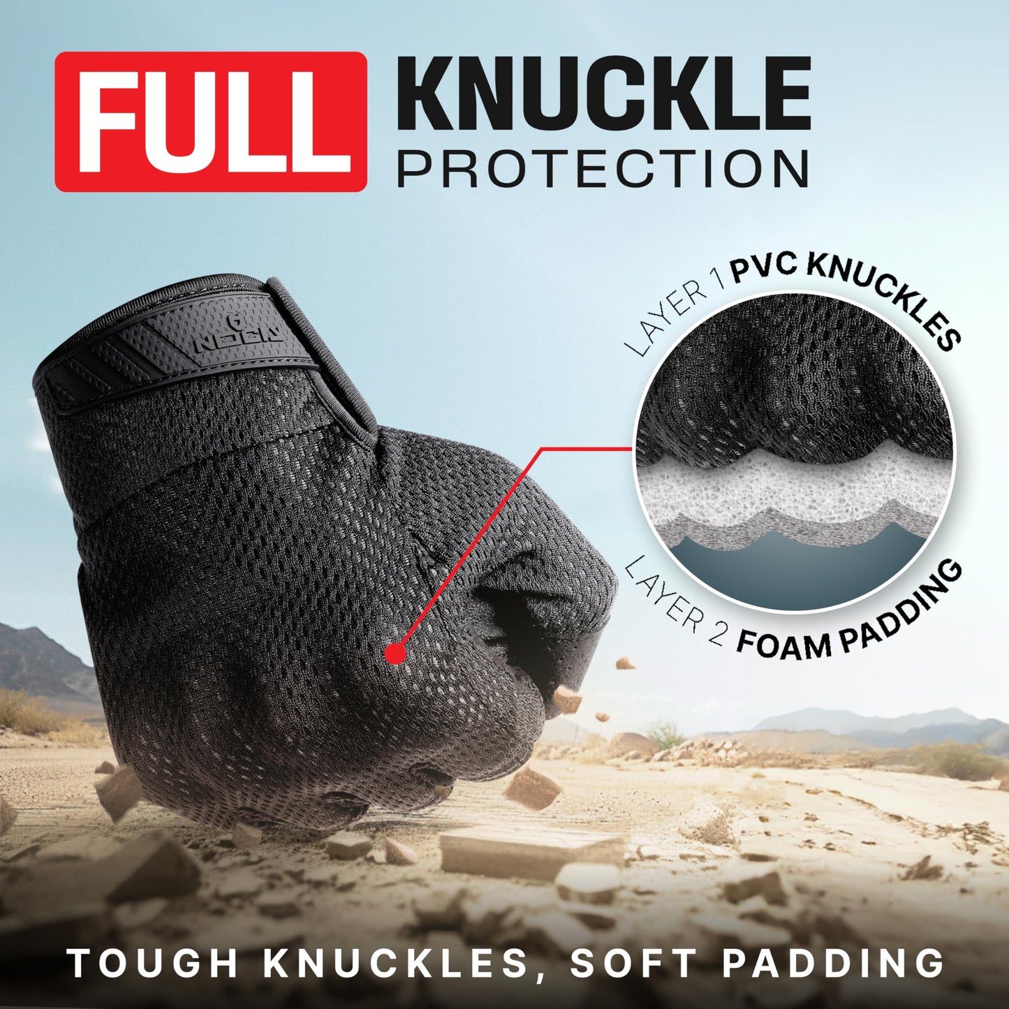 NoCry Tactical Gloves for Men with Flexible Knuckle Guards – Durable Design with Reinforced Palms and Stitching – Perfect Combat Gear with Touchscreen Compatible Fingers