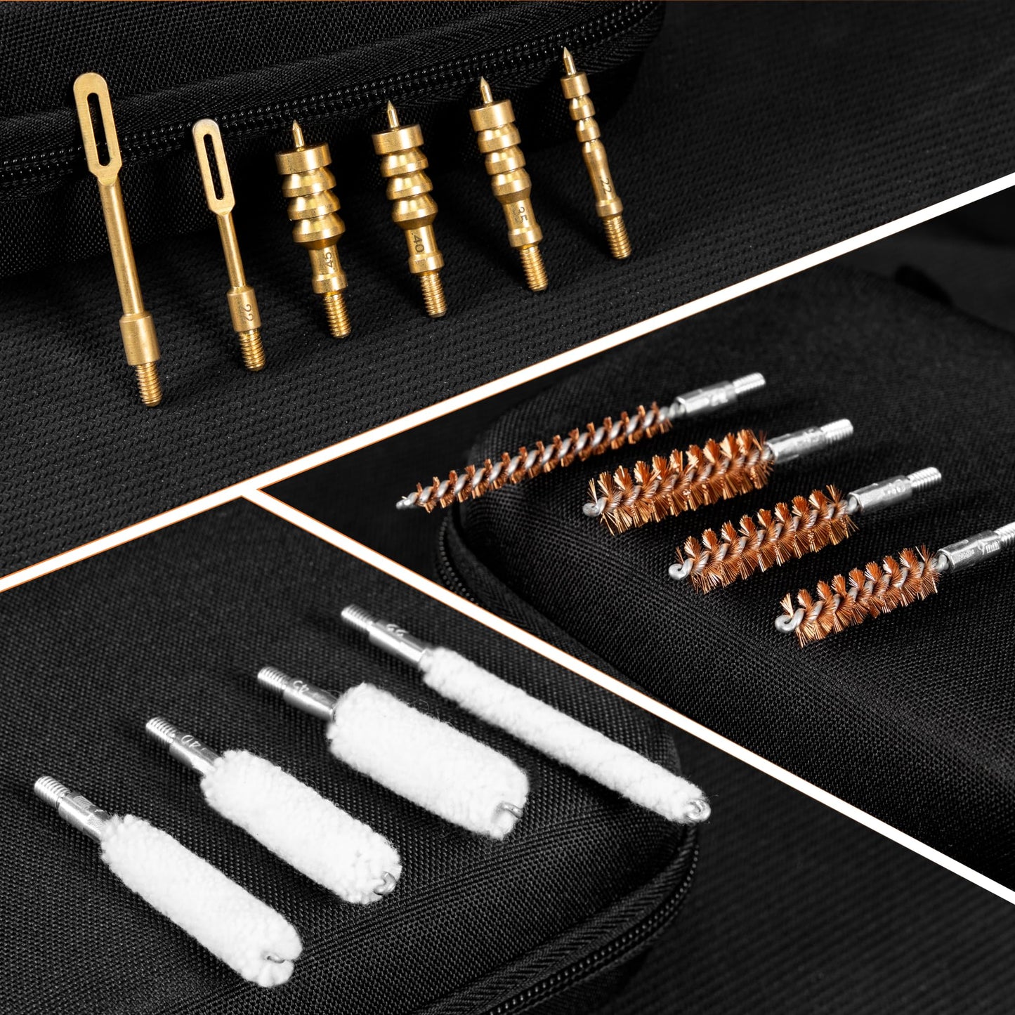 GLORYFIRE Gun Cleaning Kit Fits .22 .357/9mm .38 .40 .45 Cal Handguns & Pistols Compact Carrying Case Multiple Styles with Brass or Plastic Jags & Tips for Shooting and Range (Elite Jet)