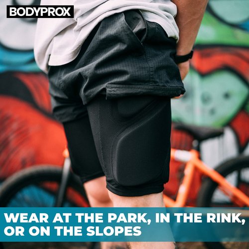 Bodyprox Protective Padded Shorts for Snowboard,Skate and Ski,3D Protection for Hip,Butt and Tailbone (Medium) Black