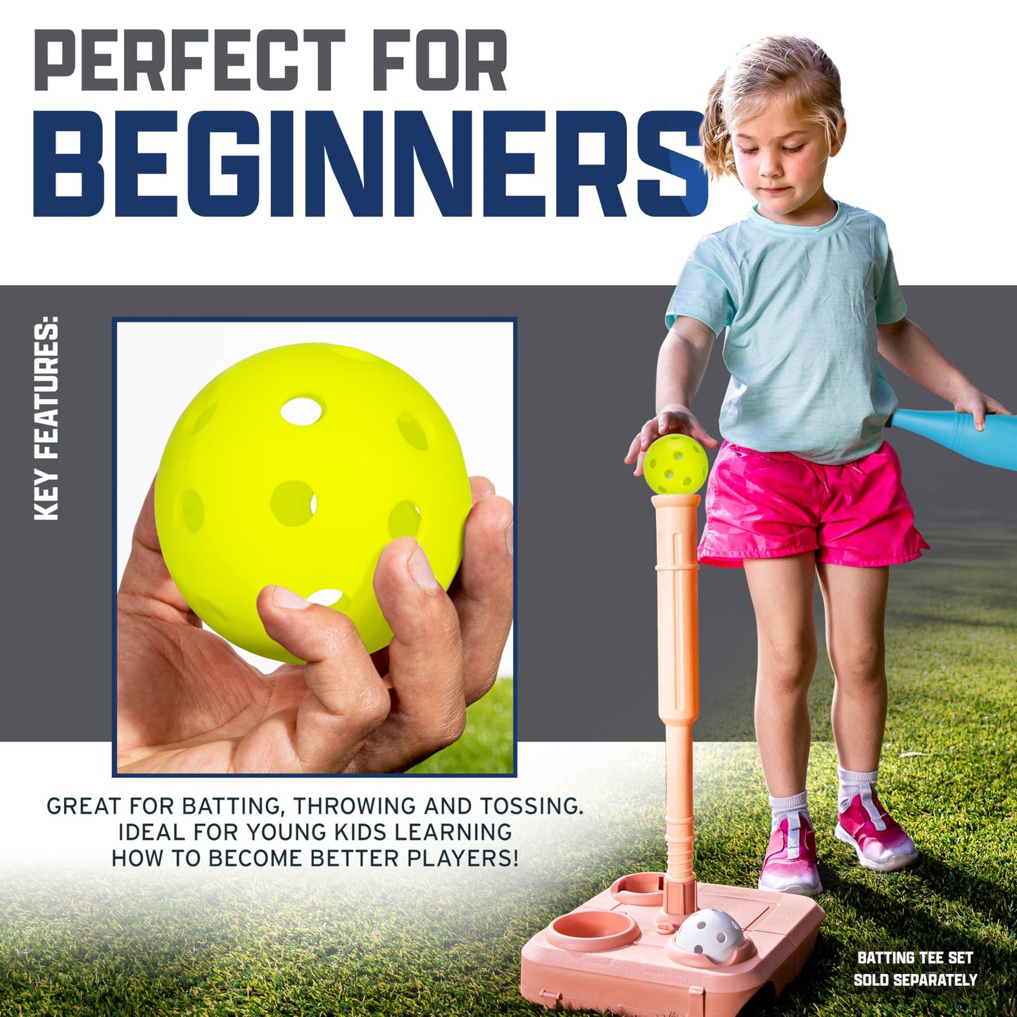 Franklin Sports Jumbo Kids Plastic Bat & Ball - USA Softball - Backyard Bat with Large Barrel for Kids + Toddlers, 24"