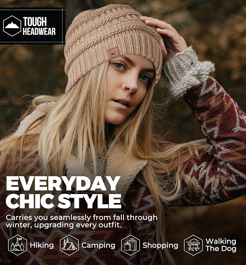 Variation of THIS listing: Beige One Size - Tough Headwear Slouchy Beanie Hat for Women, Itch-Free Acrylic Winter Gear
