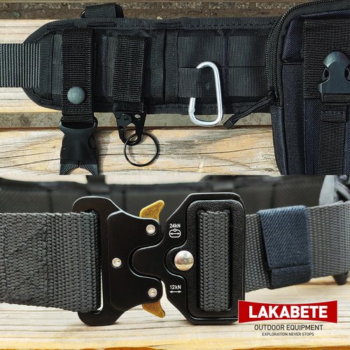 LAKABETE Tactical Battle Belt Molle Belts with Pouches for Sports Outdoors Hunting (blk)