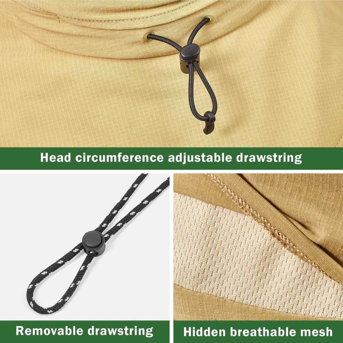 Sukeen Bucket Hat, Waterproof, Skin-Friendly, Shields Neck, Quick-Dry, Sun Hat for Fishing, Outdoor Bonnie hat, Khaki