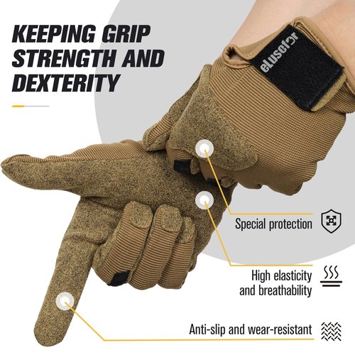 eLusefor Advanced Tactile Shooting Glove: Patented Wrap-Fingers Design, 360° Touchscreen Freedom, Customizable Badge