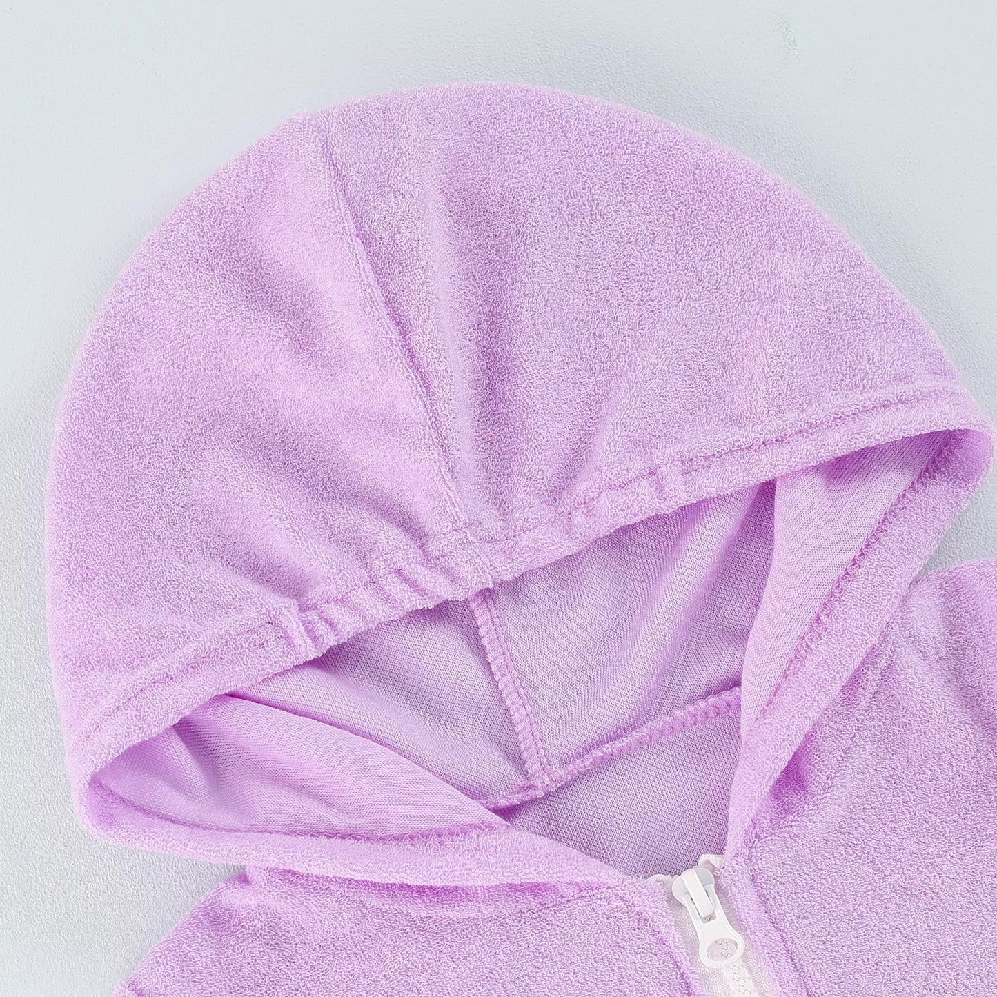 Girls Hooded Terry Cover Up Swimsuit Zipper Swim Dress Short Sleeve Ruffle Coverups Bathing Suit Swimwear (Purple, 7-8 Years)