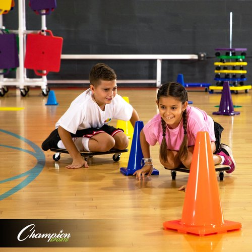 Champion Sports 4" High Visibility Flexible Vinyl Cone for Athletics and Social Distancing, Orange