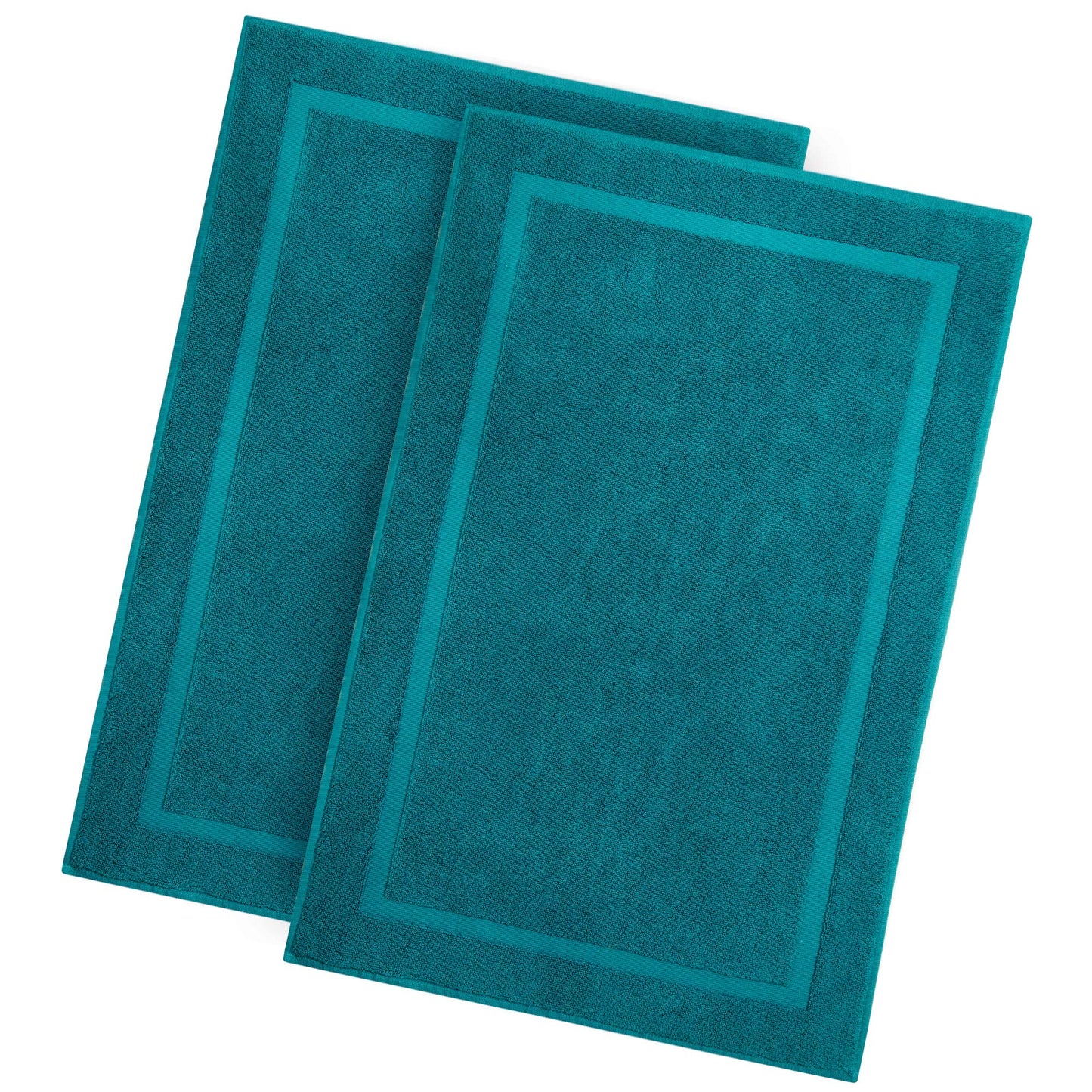 COTTON CRAFT Bath Tub Mats - 4 Pack 100% Cotton Ultra Absorbent Low Lint Plush Heavyweight 1000 GSM Luxury - Hotel Spa Shower Bathroom Towel Rug Step Out Floor Mat - Not a Bathroom Rug - 21x34 - Teal