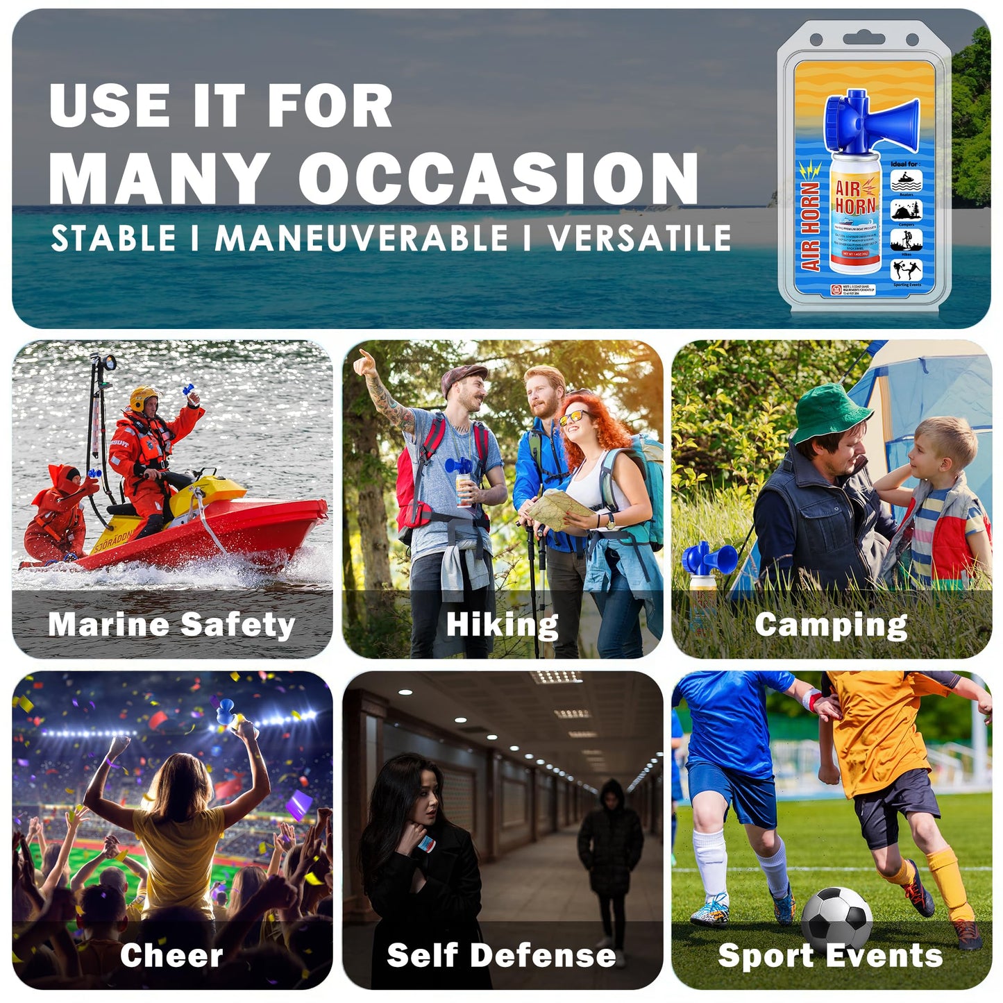 ElectricWise 1 Pack 1.4oz Mini Air Horn, 122DB Very Loud Air Horns Can, Marine Boat Horns for Safety, Meet Coast Guard, Fog Blow Horn Boat Accessories, Ideal for Boating, Camping, Hiking