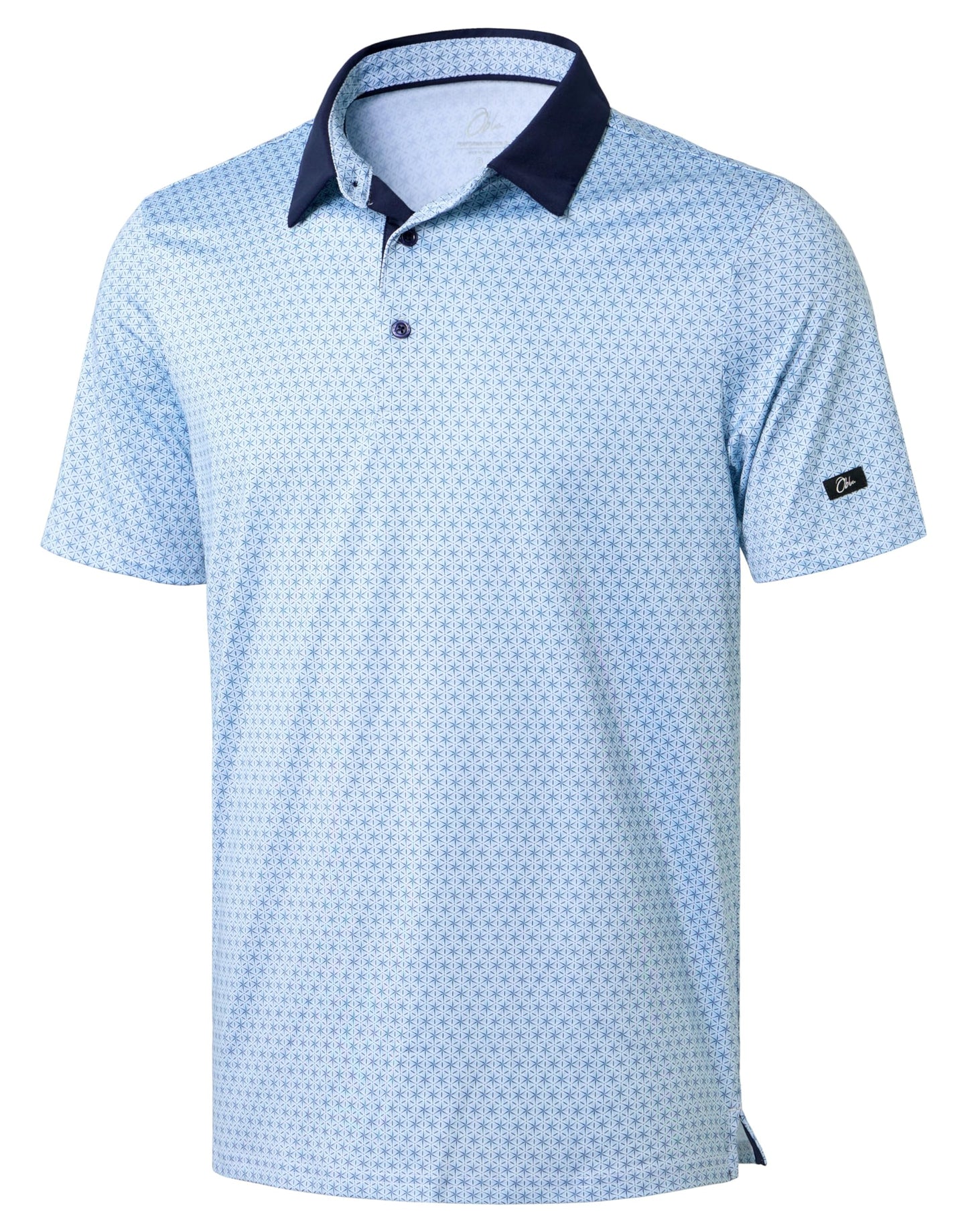 Obla Mens Golf Polo Shirts Short Sleeve Dry Fit Performance Moisture Wicking Casual Print Collared Golf Shirts for Men(Blue Flower_XXL)