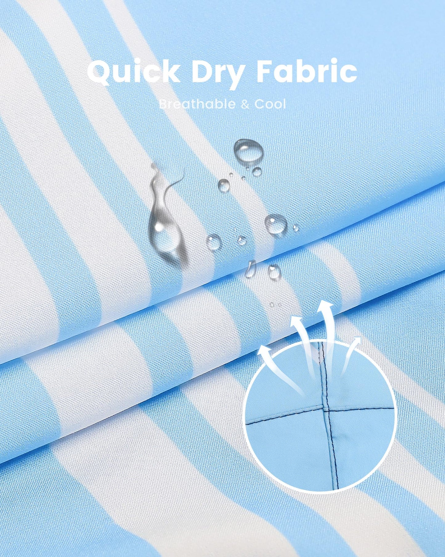 maamgic 2 in 1 Mens Swim Trunks 7 Inch Swim Shorts Swim Suits Board Shorts Blue White Horizontal Stripe XL