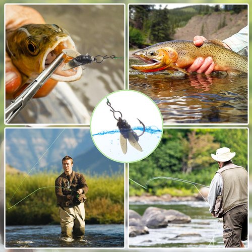 OROOTL Bionic Fly Fishing Baits, 18pcs Fly Fishing Flies Kit Trout Jigs Swimbaits Dry Flies Baits for Saltwater Freshwater Bass Trout Panfish Artificial Soft Lure, Black