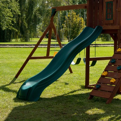 Swing-N-Slide 9' Alpine Wave Slide Plastic Slide Attachment for 5 Foot Deck Heights- for Outdoor Swing Sets and playhouses, Green