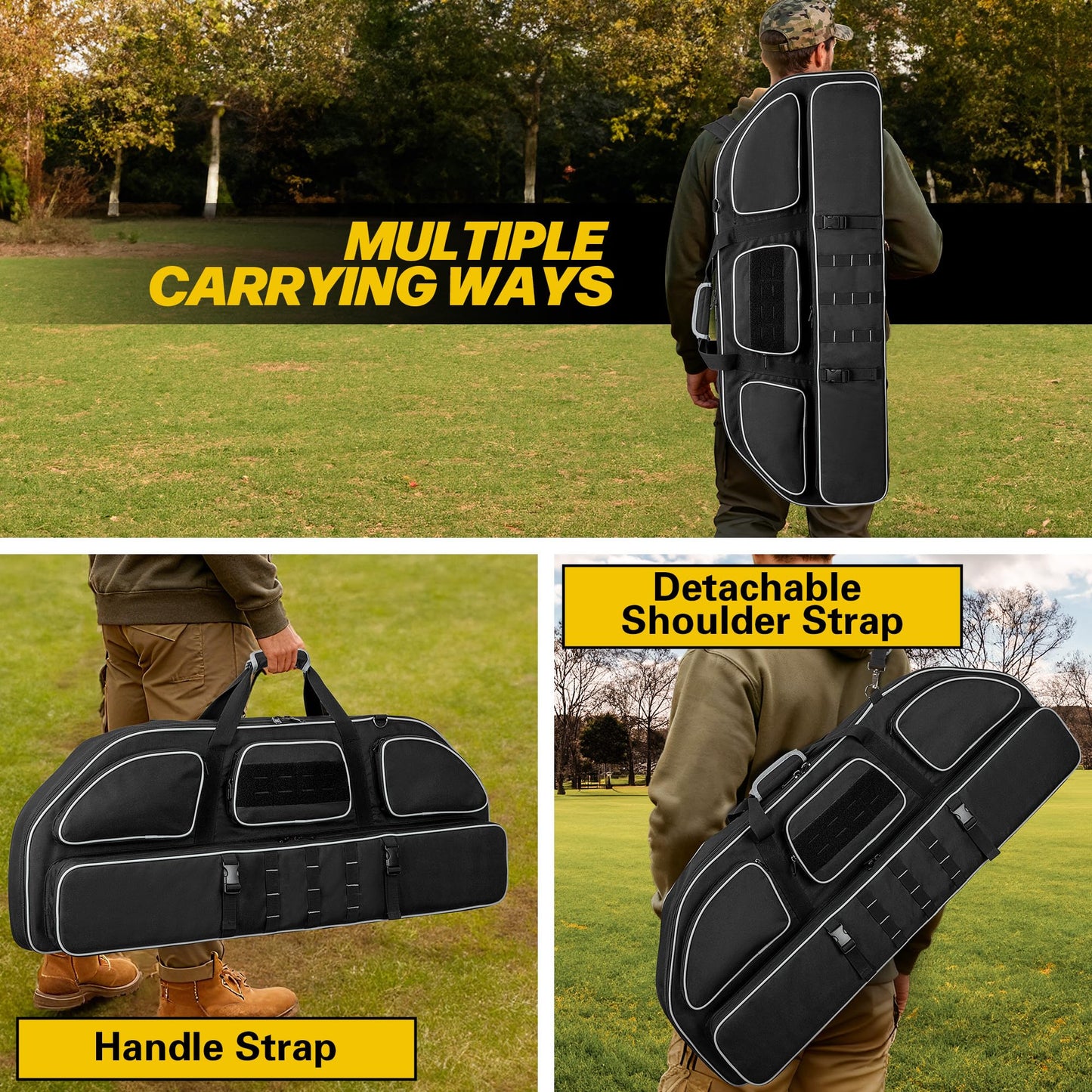 Smasrob Padded Soft Bow Case with Arrow Pocket, Compound Bow Bag with Backpack and Shoulder Strap for Range or Hunting Trip