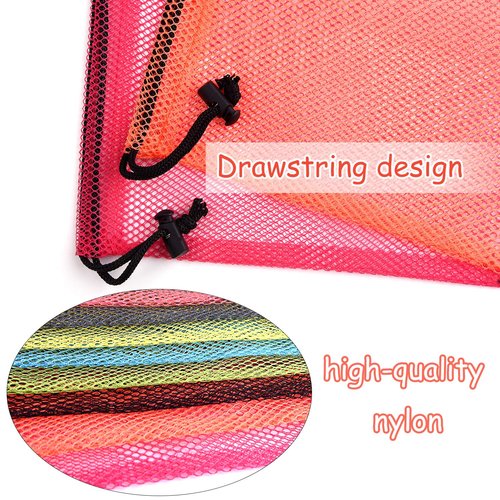 KUUQA 10 Pcs Mesh Drawstring Bag, Laundry Bag, Mesh Stuff Sack, Golf Ball Bag, Nylon Mesh Bag for Storage, Travel and Sports (Colorful, 13"x15.5")