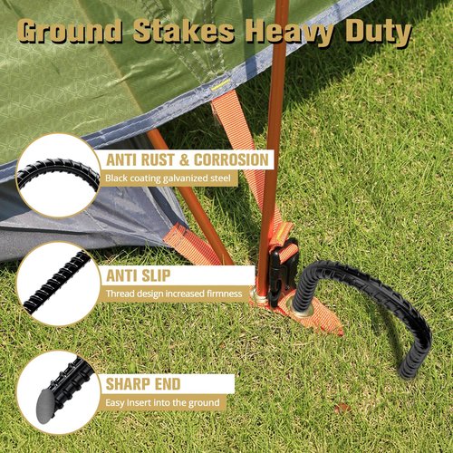 CELYND Trampoline Stakes High Wind - Heavy Duty 12 Inch U Shaped Ground Anchors - Galvanized Steel Rebar Stakes for Outdoor Camping Tent Fence Garden Decorations(8 Pack Black)