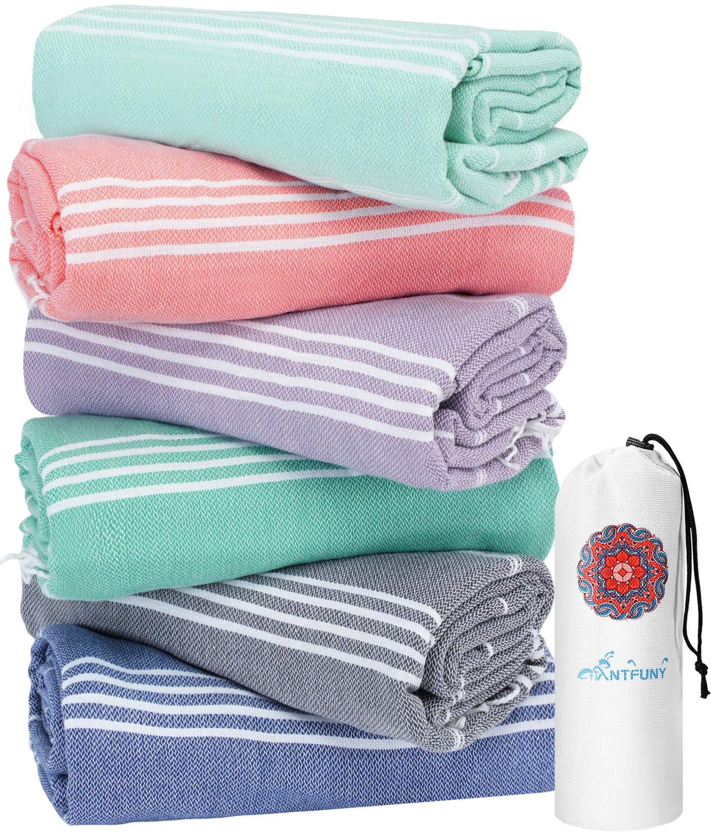 Antfuny 6 Packs Turkish Beach Towels Yoga Blanket Gym Workout Towel 2024 Women Birthday Gift Ideas for Mom Day Mother Grandma Wife Sister Girlfriend Her Friend Appreciation Thank You