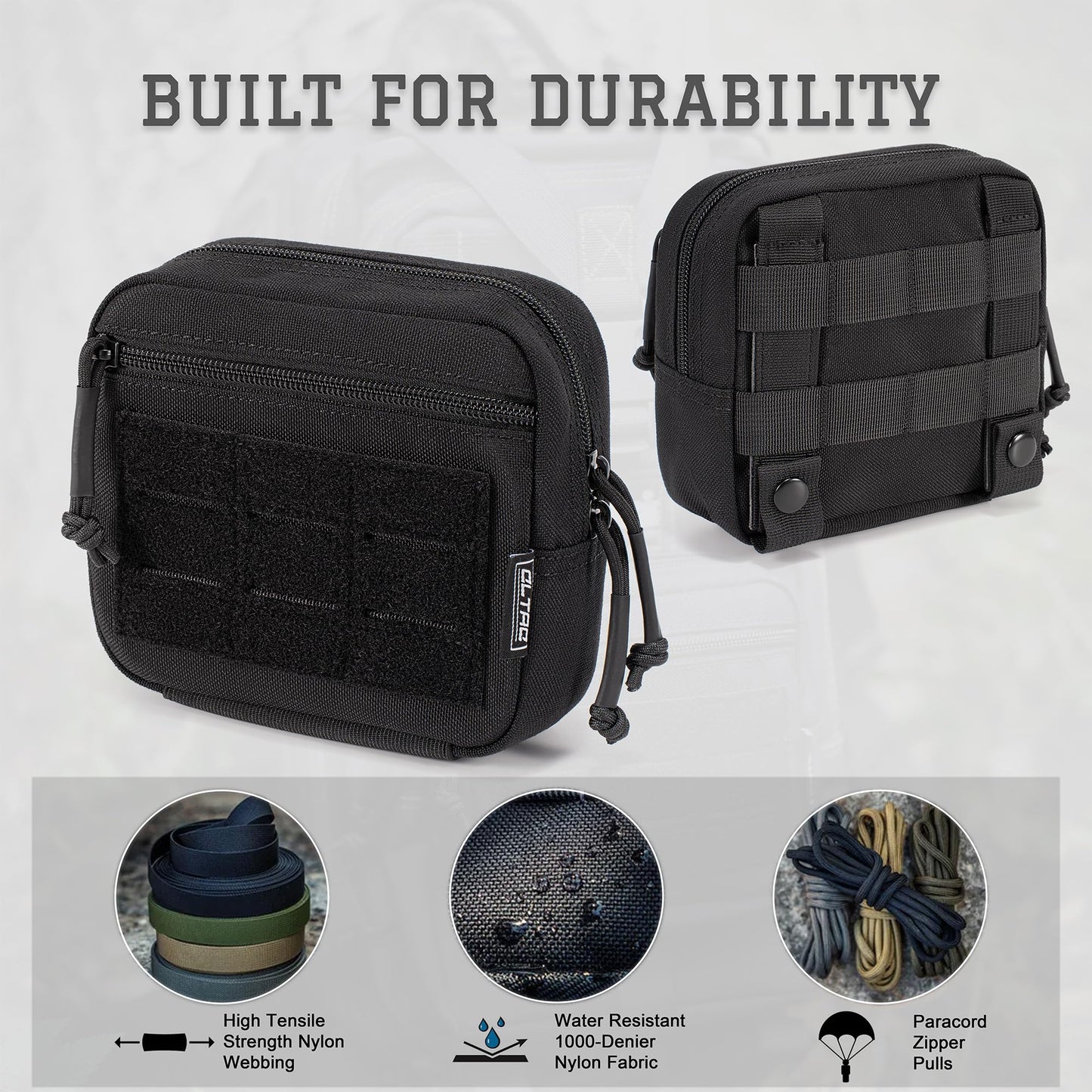 CLTAC Tactical Utility Admin Pouch Compact Molle Pouch EDC Tool Bag Versatile Organized Modular Pouches Include US Flag Patch & D-Ring