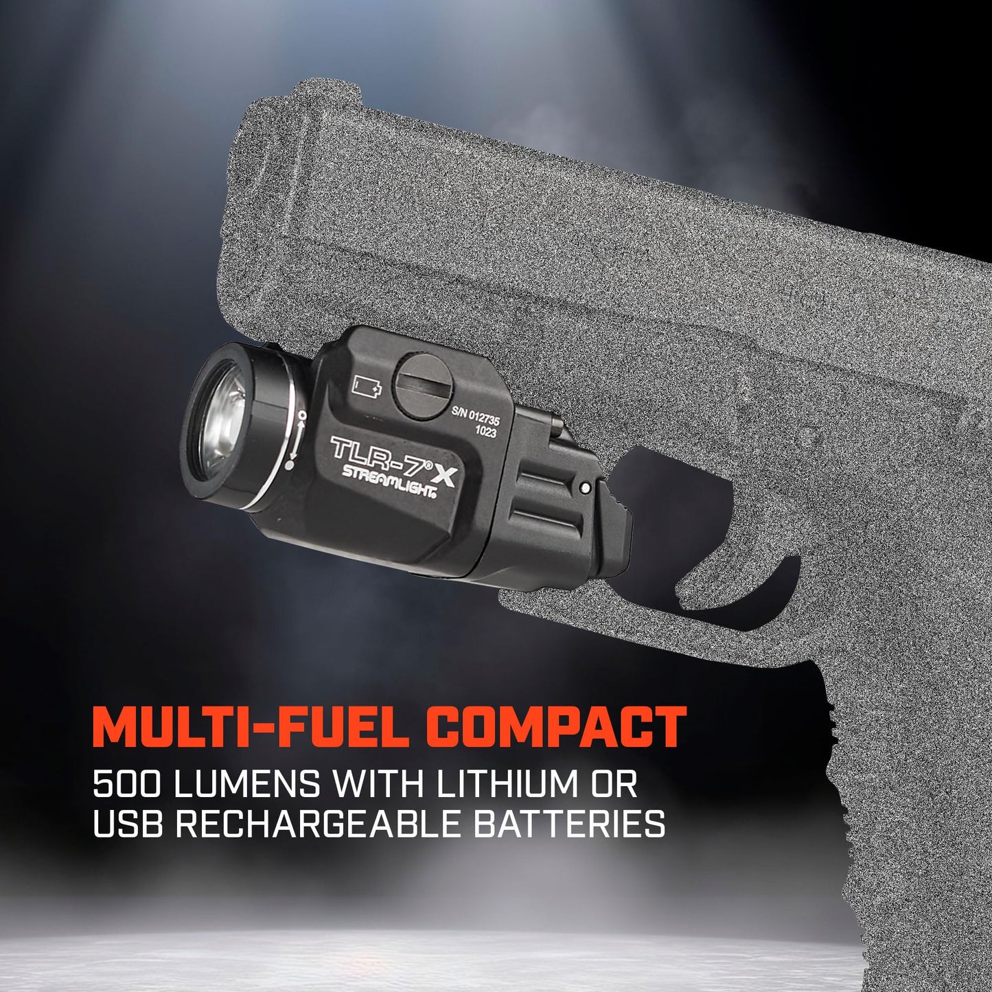 Streamlight 69424 TLR-7 X 500-Lumen Compact Tactical Weapon Light, Includes High, Low Paddle Switches and Key Kit, Black