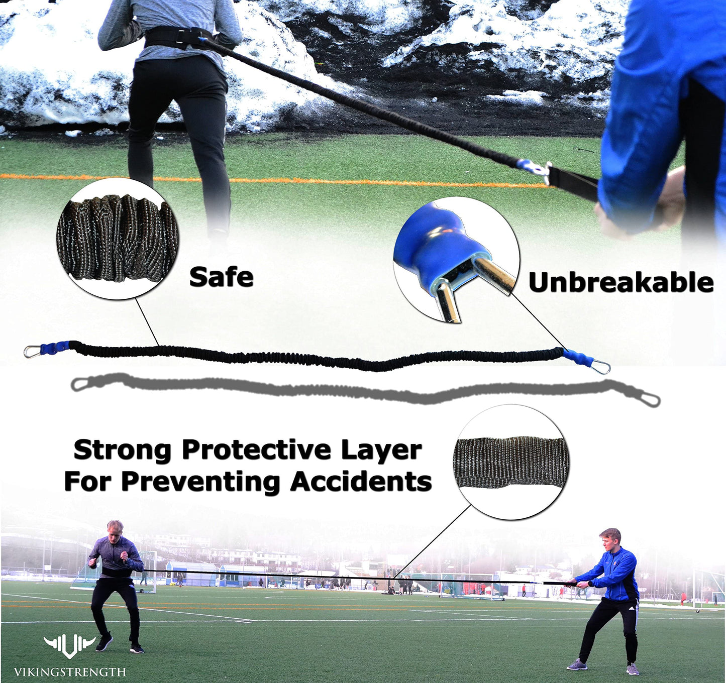 Vikingstrength - 360° Resistance Running Training Bungee Band (Waist) for Speed, Fitness Agility, Speed Strength – Gym Equipment for Football, Basketball, Solo or Partner + V-Strength Workout App