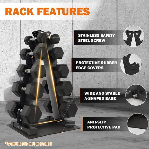 Fitvids Dumbbell Rack A-Frame Weight Rack for Home Gym 5 Tier