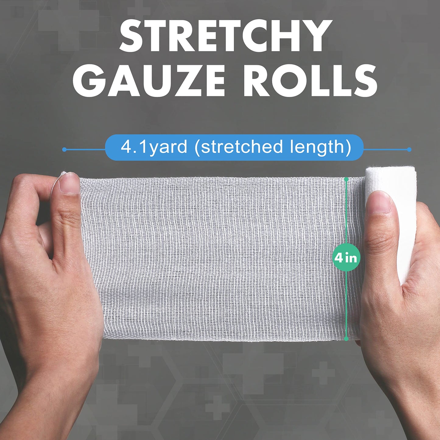 LotFancy Gauze Rolls, 24 Count, 4 Inch x 4.1 Yards, Rolled Gauze Wrap for Wounds, Conforming Stretch Bandage, Medical Supplies for First Aid
