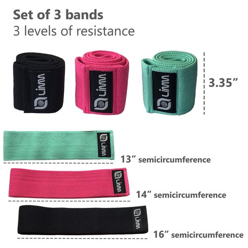 Limm Resistance Bands for Legs and Butt - Booty Hip Bands for Working Out - Fitness Loops to Activate Thighs, Glutes and Core - Premium Elastic Non-Slip Cotton Fabric