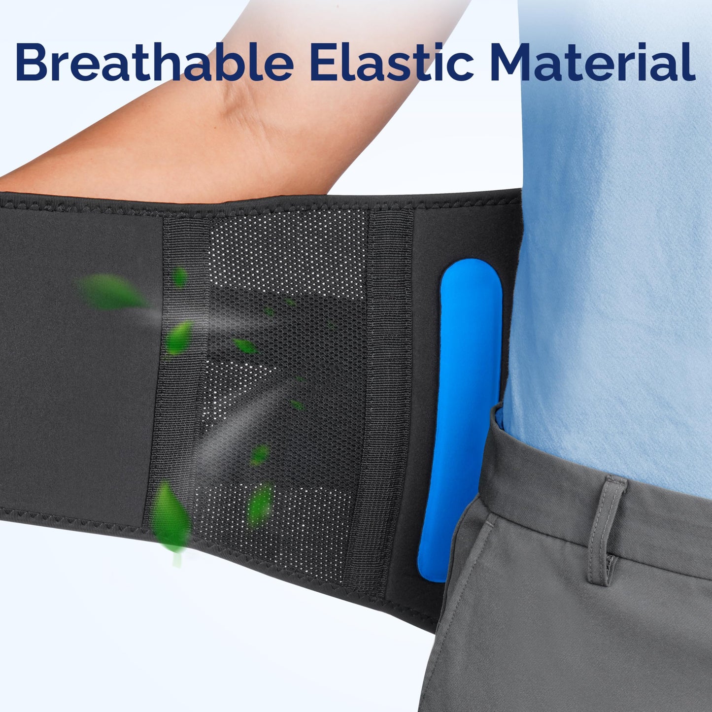 FEATOL Lower Back Brace with 5 Reinforced Stays for Women and Men, Adjustable Snug-Fit Lumbar Support Belt for Work, Size L, Waist 34.3-38inches