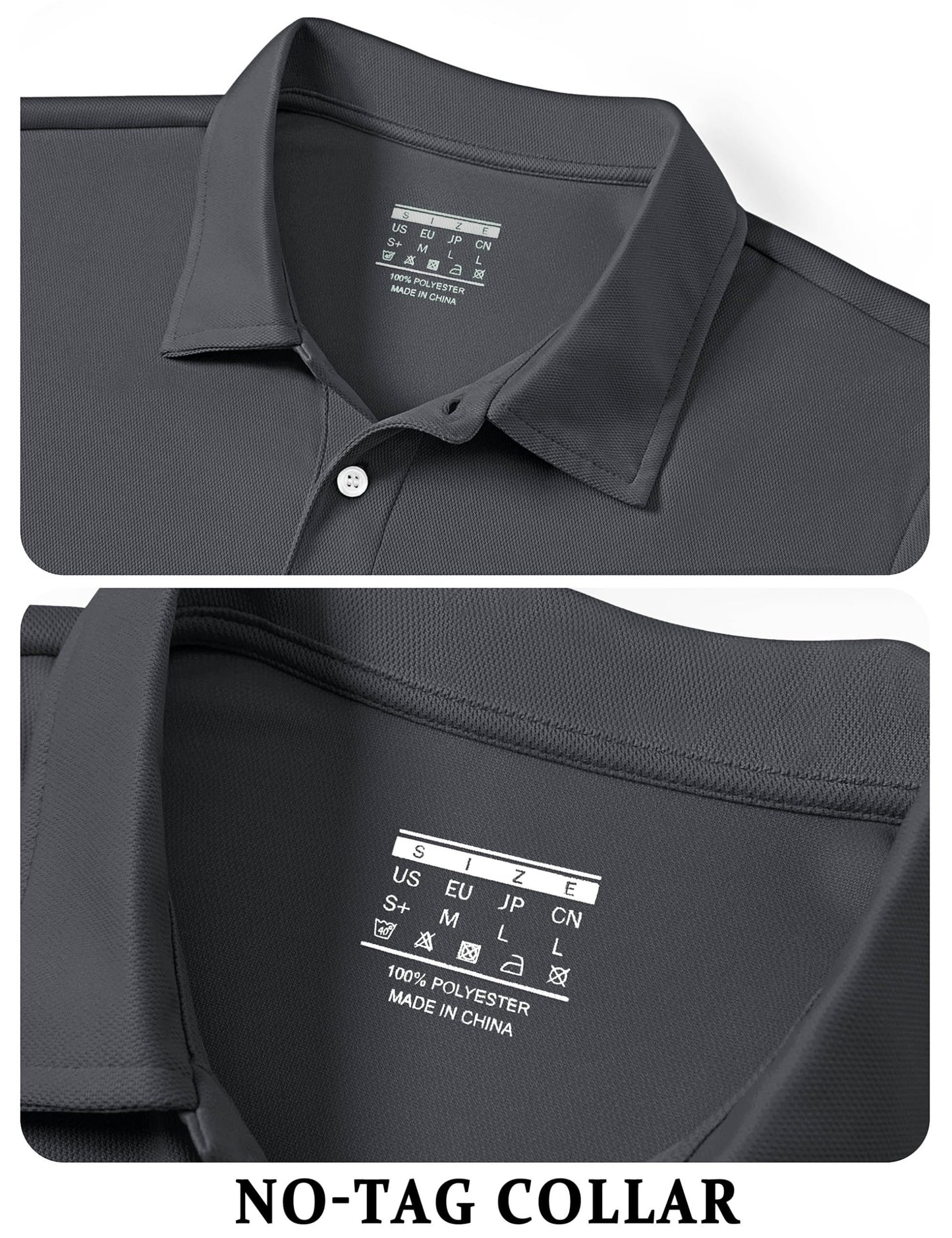 TACVASEN Mens Golf Shirt Dry Fit Mens Polo Shirts Short Sleeve Performance Golf Polos for Men with Collar Work Shirts Dark Grey, M