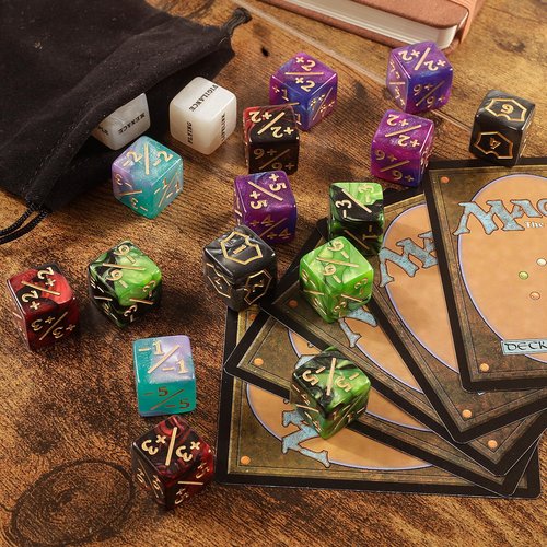 60 PCS MTG Dice Counters Keyword Counters Life Counter 1/+1 counters Commander Buff Tokens 6 Sided Dice Set for MTG, TCG, Card Games Accessories