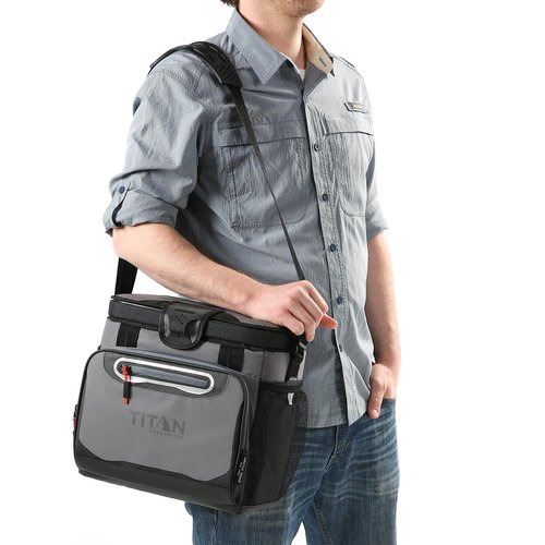 Titan by Arctic Zone Deep Freeze Cooler - 16 Can Zipperless Hardbody Cooler with Deep Freeze Insulation, HardBody Liner, and SmartShelf - Sharkskin Gray