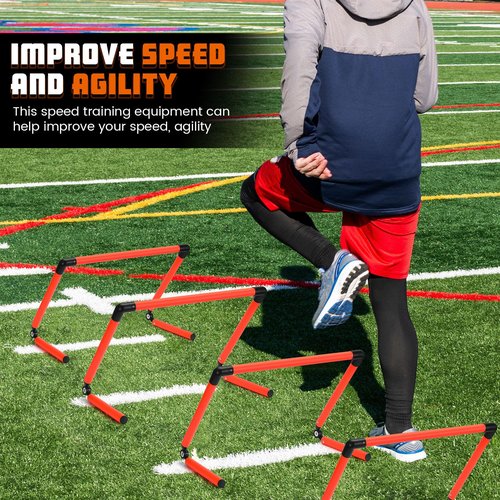 Hollowfly 8 Pcs Adjustable Speed Training Hurdles 6" 9" 12" Speed Agility Hurdle Jumping Training Fitness Equipment Plyometric for Athletes Soccer Basketball Track Field(Orange)